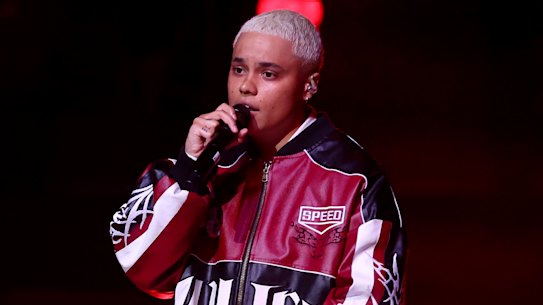 Siala Robson performing at half-time of this year’s Super Netball grand final.