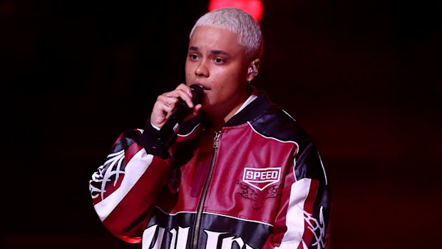 Siala Robson performing at half-time of this year’s Super Netball grand final.