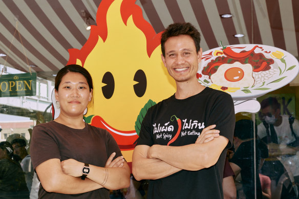 YouTube travel and food vlogger Mark Wiens (right) with chef Sungen Mo, from Melbourne’s BKK.