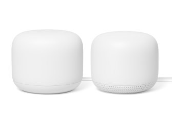 The Nest Wifi router, left, is the heart of your home network while the add-on points spread the connectivity around.