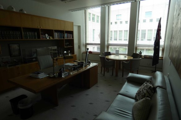 A photo of then-defence industry minister Linda Reynolds’ office in Parliament House where Brittany Higgins was allegedly raped.
