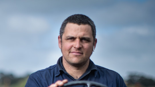 Richard Hawkes on his farm at Boneo on the Mornington Peninsula. 