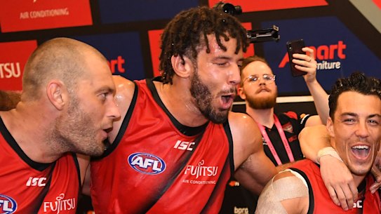 Zac Clarke, second from left, is back in the Bombers' side.