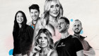 From left: Melanie Perkins and Cliff Obrecht; Natasha Oakley (front); Georgia Contos; James and Robbie Ferguson.