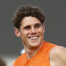 Charlie Curnow is all smiles after a new six-year deal with Carlton.