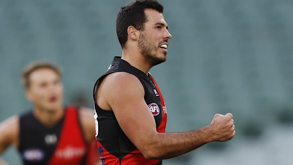 Alex Waterman celebrates one of his four goals. 