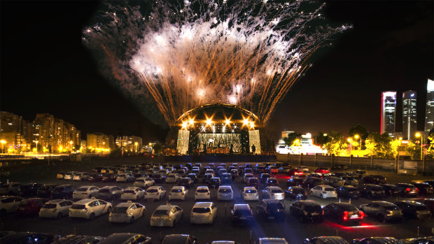 An artist's impression of what the drive-in concerts, kicking off on Thursday, could look like.