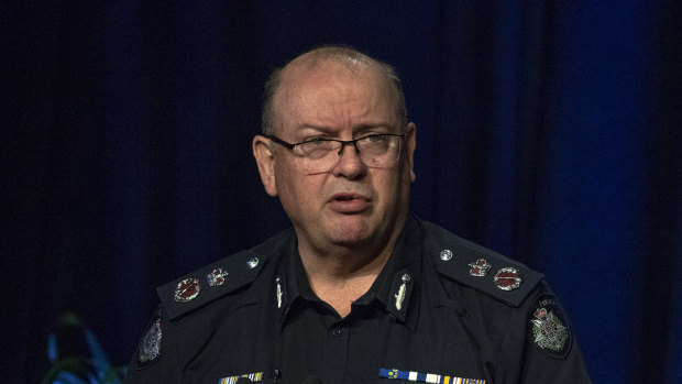Chief Commissioner Graham Ashton, pictured on Monday, has refused to take questions on Informer 3838, citing the coming royal commission into the scandal.