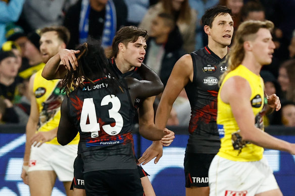 Sam Durham celebrates a goal.