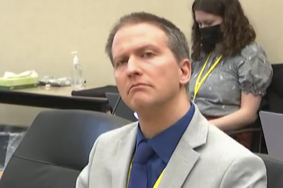 Former Minneapolis police officer Derek Chauvin pictured during the trial’s closing arguments this week. 