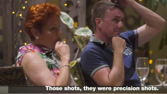 Pauline Hanson, seen next to her chief of staff James Ashby, says there are 'questions' about Port Arthur in a secretly recorded video.