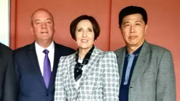 Then-MP Daryl Maguire, Louise Raedler Waterhouse and Ho Yuen Li.