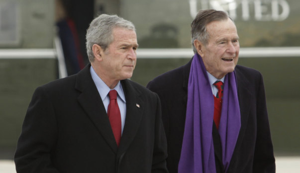 George W. Bush and his father, George H. W. Bush.