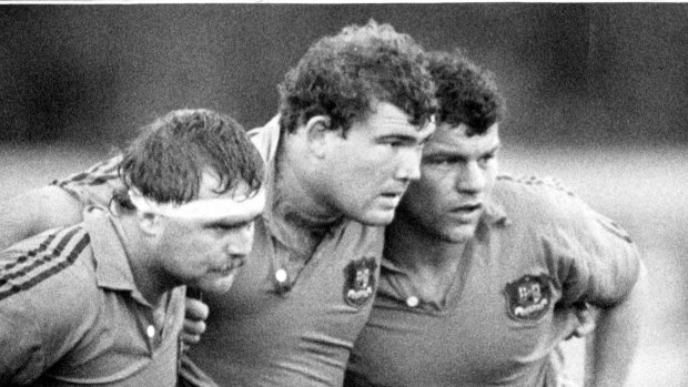 Ruck and maul maestro Tom Lawton (centre) during his Wallabies days.