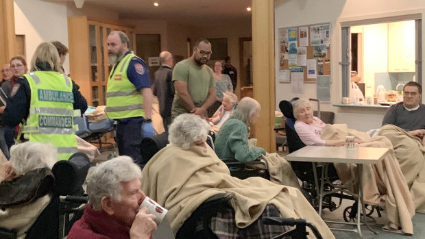 Residents of the Spurway Community nursing home in the Uniting Church foyer.