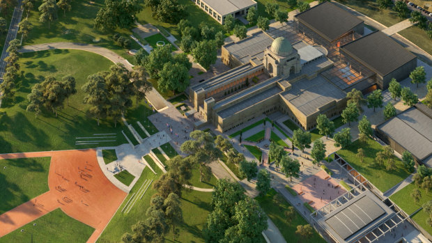Artist impressions of the planned redevelopment of the Australian War Memorial.