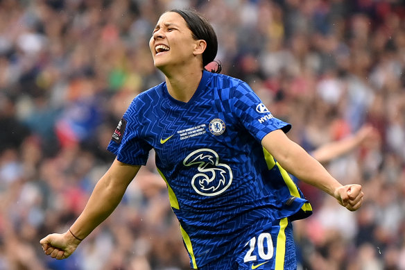 Matildas superstar Samantha Kerr was an integral part of the Chelsea side who won the Women’s Super League-FA Cup double.