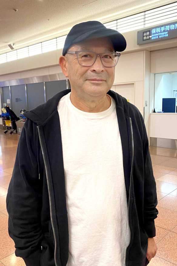 Eddie Jones at Haneda Airport in Tokyo on Monday.
