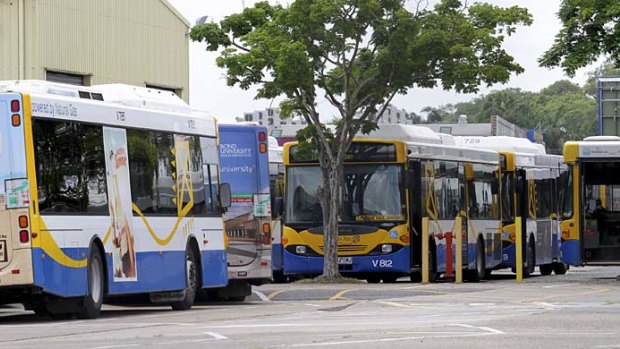 Brisbane City Council buses at Virginia bus depot.