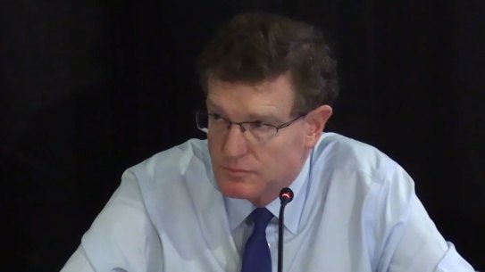 Former Veteran Affairs Minister Andrew Gee speaking at the Royal Commission into Defence and Veteran Suicide. 