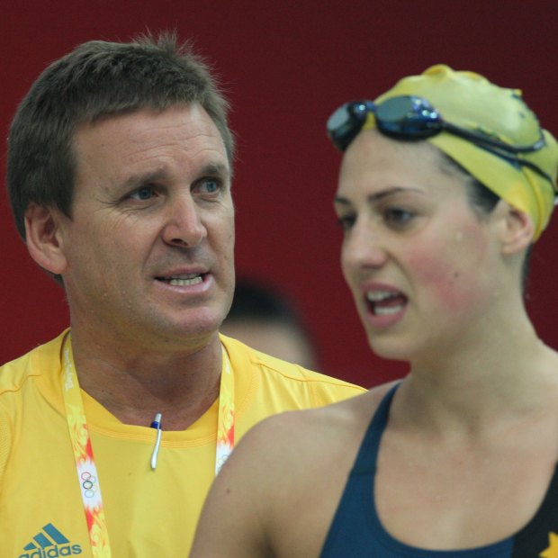 Michael Bohl, who now coaches Kaylee McKeown, and Steph Rice at the 2008 Beijing Olympics.