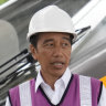 Indonesia President Joko Widodo visits one of the fast train stations in West Java last October.