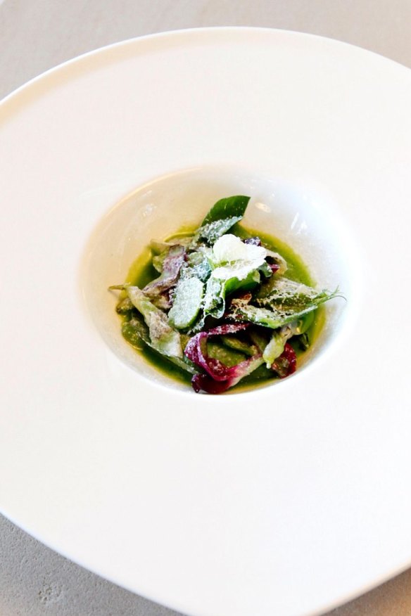 Sheep’s milk blancmange with broadbeans.