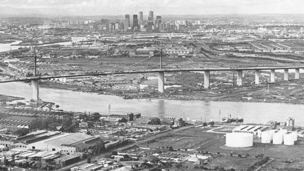 West Gate Bridge and Melbourne skyline, May 1978. 