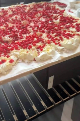 The giant pavlova served at the museum’s Christmas party.