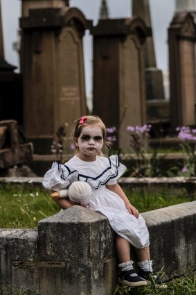 Freya celebrates Halloween at Waverley Cemetery.