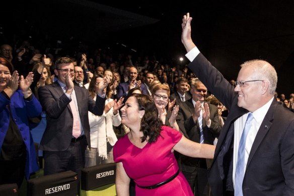 Scott Morrison greets the faithful in Melbourne during the election campaign.