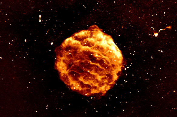 The image of a supernova remnant produced by the Setonix supercomputer. It is thought this remnant is about 100 light years wide and could have exploded in the Neolithic era.