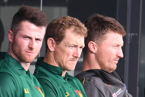 George Bailey (centre) is set to be named Australia's final selector alongside Justin Langer and Trevor Hohns.