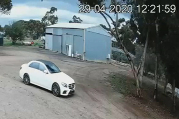 CCTV footage of Ricardo Barbaro leaving Ellie Price’s $100,000 Mercedes-Benz at a Diggers Rest property after her murder.