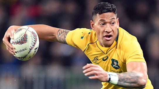 Israel Folau in action for the Wallabies against New Zealand in August 2017.