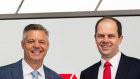 Outgoing and incoming Seven West Media CEOs, James Warburton and Jeff Howard.