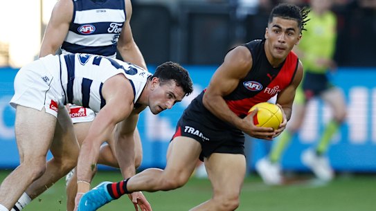 Bombers recruit Isaac Kako impressed with a four-goal haul against Geelong.