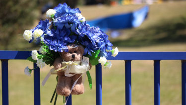 Tributes have been left outside the school. 