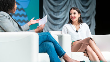 South by Southwest also attracts all types of high-profile speakers. New York Rep. Alexandria Ocasio-Cortez appearing at the 2019 SXSW conference.