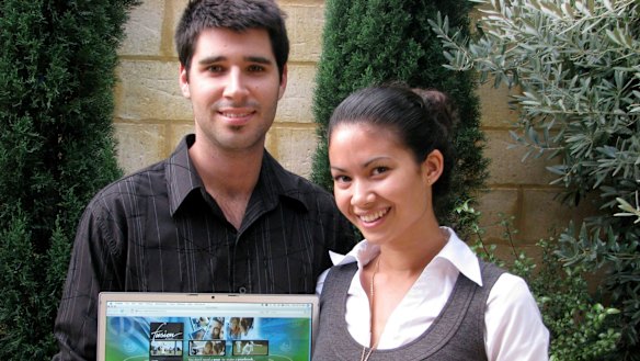 Cliff Obrecht and Melanie Perkins in the early days of Fusion Books. 