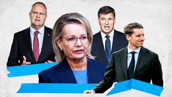 Da esquerda para a direita: Ted O'Brien, Sussan Ley, Angus Taylor e Andrew Hastie.