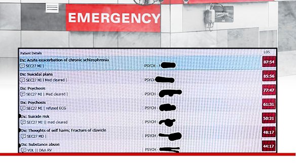 A leaked patient list from Westmead Hospital Emergency Department.