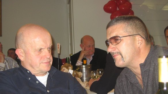 Crime reporter John Silvester (left) with Chopper Read.