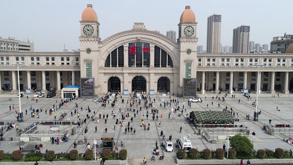 Hankou railway station in Wuhan on Wednesday.