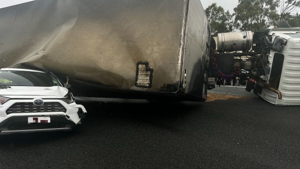 Two people have been taken to hospital after the crash on the M1.