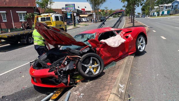 The Ferrari had rolled a number of times during the crash at Greenslopes.