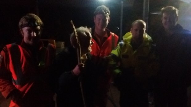 Rescuers with the 81-year-old Albany man who went missing while hiking on Bluff Knoll on Thursday night.