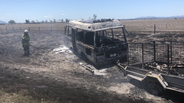A minivan and trailer have been destroyed in a grass fire near Marlborough.
