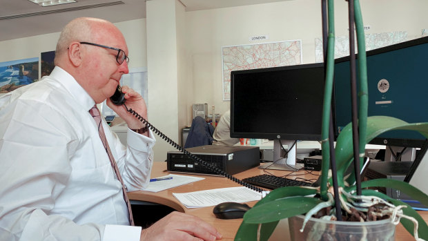 "Biggest demand on our consular services in living memory": Australia's High Commission to the United Kingdom, George Brandis manning the phones.