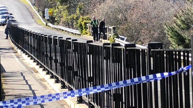 Police on the scene in Daylesford on Monday morning.